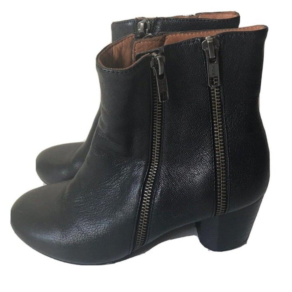 Gentle Souls Kenneth Cole Lexington Black‎ Leather Dual Zip Ankle Boots 6M
